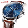 OLEVS Wrist Watch Men leather Watch Mens Watches Top Brand Luxury Quartz Watch Waterproof Male Moon Phase Clock dropshipping NEW