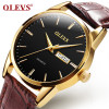 OLEVS Mens Watches Top Brand Luxury Waterproof 24 hour Date Quartz Watch gold Man Leather Sport Wrist Watch Men Waterproof Clock