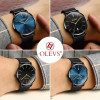 OLEVS Top Brand Men Quartz Wristwatch Simple Case Date Male Watch Clock Steel Mesh Watchband Watches relogio masculino G5868+9G