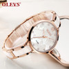 OLEVS Ceramic Dress Women Watch Luxury Rose Gold Ladies Wristwatches Japan Imports Quartz Movement Watches Relogio Feminino New