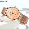 OLEVS Luxury Fashion Women Watches Rose gold Mesh belt Dress Black dial Ladies Watch Quartz D Wrist Watches W Gift Dropshipping 