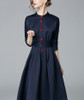 New Spring Autumn Vintage Dresses Women Slim 3/4 Sleeve A Line Office Wear Dress Elegant Laides Ol Work Business Dresses