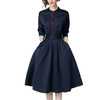 New Spring Autumn Vintage Dresses Women Slim 3/4 Sleeve A Line Office Wear Dress Elegant Laides Ol Work Business Dresses