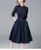 New Spring Autumn Vintage Dresses Women Slim 3/4 Sleeve A Line Office Wear Dress Elegant Laides Ol Work Business Dresses