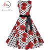 Plus Size Summer Dress 2018 Women Vintage Rockabilly Dresses Jurken Floral 50s 60s Retro Big Swing Pinup Party Dress Vestidos