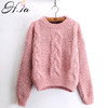 H.SA Women Sweaters Warm Pullover and Jumpers Crewneck Mohair Pullover Twist Pull Jumpers Autumn 2017 Knitted Sweaters Christmas