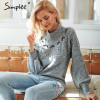 Simplee Turtleneck winter knitted christmas sweater Women lantern sleeve gray pullover female Sexy fashion autumn casual jumper