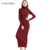 Autumn Winter Sweaters Dress 2018 Women Turtleneck Knitted Pullovers sweater High Quality Long Female vintage Thick Warm Dress 