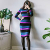 2018 Winter Sheath Striped Sweater Dress Women Stretchy Full Sleeve O-neck Knit Slim Dress Casual Bodycon Party Dresses Knitted