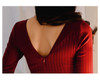 Office Lady Spring Sexy Knitting Dresses V-Neck Slim Pencil Asymmetrical Women Half Sleeve Dress Elegant Package Bodycon Dresses