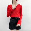 2018 Autumn Fashion Sweaters Women Pure Color Pullover Flare Sleeve Lace Up Knitting Tops Femme Outwear V-Neck Sweater Pullovers