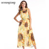 Vestidos Women Chiffon Beach Dresses Women Sexy Long Floral Dress 2018 Summer Women Bohemian Dress Beach Summer Dress Yellow