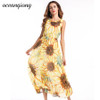 Vestidos Women Chiffon Beach Dresses Women Sexy Long Floral Dress 2018 Summer Women Bohemian Dress Beach Summer Dress Yellow