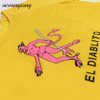 Summer T Shirt  For Women  2018  Devil Printing Cotton Short Sleeve T-shirt Yellow Crop Top Sexy Casual Tops Tee Tshirt Female