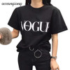 2018 Brand Summer Tops Fashion Clothes For Women VOGUE Letter Printed Harajuku T Shirt Red Black female T Shirt Camisas Tops
