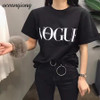2018 Brand Summer Tops Fashion Clothes For Women VOGUE Letter Printed Harajuku T Shirt Red Black female T Shirt Camisas Tops