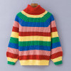 Simenual Rainbow turtleneck sweaters women winter 2022 jumpers knitted clothes fashion striped oversized pullover female 