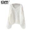 OMCHION New 2018 Autumn Winter Twist Soft Casual Women Sweaters And Pullovers Lantern Sleeve Short Sweater Loose Pull Femme SW96