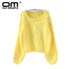 OMCHION New 2018 Autumn Winter Twist Soft Casual Women Sweaters And Pullovers Lantern Sleeve Short Sweater Loose Pull Femme SW96