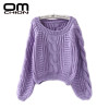 OMCHION New 2018 Autumn Winter Twist Soft Casual Women Sweaters And Pullovers Lantern Sleeve Short Sweater Loose Pull Femme SW96