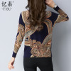 2018 Autumn&amp;Winter NEW Knitted sweaters Women printing Pullovers Oblique collar  Long Sleeve Knitted Soft Warm Pullover Female 