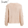 Simplee Hairball knitted cardigan Casual o neck long sleeve pink cardigan jumper 2018 Autumn winter women sweater