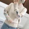 TIGENA 2018 Winter Thick Warm Beautiful Embroidery Turtleneck Sweater Women Long Sleeve Knit Pullover Sweater Female Pull Femme