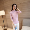 2018 New Korean women slim oblique twist elastic semi fixed bead decoration sleeve head warm turtleneck sweater backing