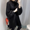 Thick autumn winter long sweater women lantern sleeve half turtleneck slit sweaters pullovers oversized long pull hiver femme