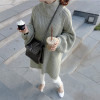 Thick autumn winter long sweater women lantern sleeve half turtleneck slit sweaters pullovers oversized long pull hiver femme