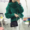 In stock Women Winter Sweaters and Pullovers Turtleneck Sweater Loose Thicken Warm Twist Knitted Sweater pullover Pull Femme