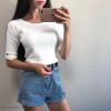 GIGOGOU Women's Sweaters Half Sleeve Spring Autumn Women Pullover Sweater High Elasticity Pull Femme Top Jersey Mujer