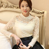 Dingaozlz elegant long sleeve bodysuit beaded Women lace blouse shirts crochet tops blusas Mesh Chiffon blouse female clothing