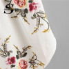 Sheinside Beige Cap Sleeve Casual Tops Office Ladies Round Neck Regular Fit Floral Asymmetrical 2018 Elegant Women Summer Blouse