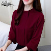 New Fashion 2018 women blouse shirt long sleeve plus size women's clothing red office lady shirt feminine tops blusas D208 30