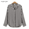 2018  New Spring Autumn Women Blouse Flower V-Neck Long Sleeve Work Shirts Women office Tops Striped blouse for business