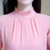 2018 Spring Blusas Feminina Elegant Chiffon Blouses Women Casual Lantern Sleeve Female Shirt Fashion Pink Purple Tops Ladies 