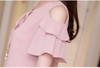 2018 fashion bow v-neck sweet women's clothing summer short sleeve chiffon women shirt blouses red women's tops blusas D667 30