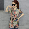 4XL Plus Size Long Blouse Women Vintage Flower Printed Blouses 2018 Elegant Lady Short Sleeve Shirt Loose Casual Big Size Top