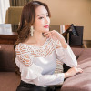 2018 New Chiffon Blouses Shirts Women Spring Ruffle Long Sleeve Ladies Tops Hollow Out Lace Patchwork Blusas Femininas 