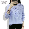 2017 Spring New Fashion Elegant Tops Korean Style Blouse Long Sleeve Chiffon Shirt Female Wear Casual Women Striped Shirt 710B30