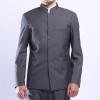 Men Gray Tunic Suit Jacket Mandarin Collar Single Breasted Chinese Traditional Stand Collar Grey Tunic Jacket Uniform Jacket