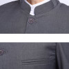 Men Gray Tunic Suit Jacket Mandarin Collar Single Breasted Chinese Traditional Stand Collar Grey Tunic Jacket Uniform Jacket