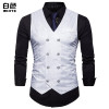 Men Double Breasted Dress Vests Chaleco Sleeveless Gilet Slim Printed Sleeveless Waistcoat Men Suit Hombre For Party Wedding