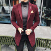 7 Solid Color Long Blazer Men Vintage Retro Slim Fit Blazer Hombre Casual Wool Blend Men Coat High Quality Designer Blazer