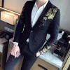 Gold Black Blazer Flower Gold Print Party Wedding Festival Stylish Blazers For Men Stage Costumes For Singers Slim Fit  Blazer 