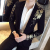 Gold Black Blazer Flower Gold Print Party Wedding Festival Stylish Blazers For Men Stage Costumes For Singers Slim Fit  Blazer 