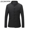 Chinese Collar Black Suit Jacket Men Mandarin Collar Tunic Suit Jacket Mens Traditional Wedding Jacket Tang Suit Jackets