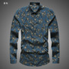 2018 autumn new fashion flower printed long sleeve shirts men camisa male slim flower shirts vintage Linen Casual Men Shirt