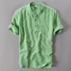 2018 New Summer Brand Shirt Men Short Sleeve Loose Thin Cotton Linen Shirt Male Fashion Solid Color Trend O-Neck Tees 